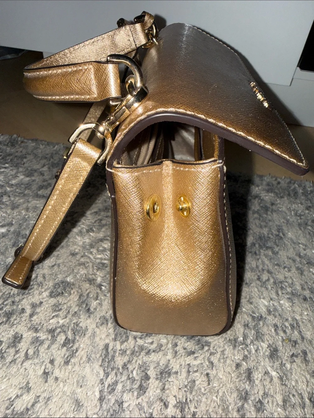 Michael Kors Ava Small Satchel in Metallic Gold Champagne finish
